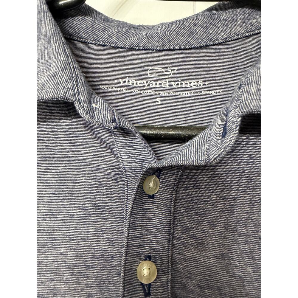 Vineyard Vines Edgartown Pique polo shirt in a heathered blue size Small - Picture 6 of 7